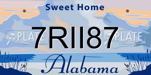7RII87 Alabama License Plate