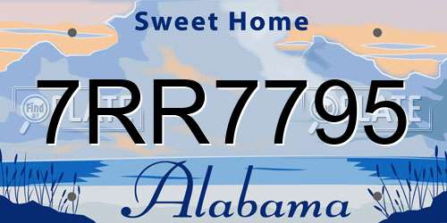7RR7795 Alabama License Plate