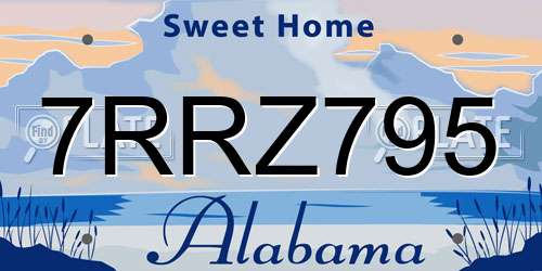 7RRZ795 Alabama License Plate