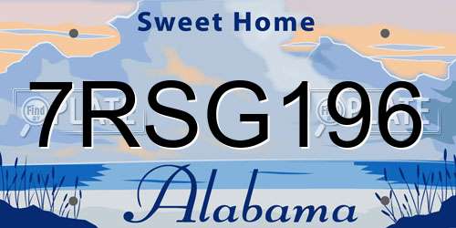 7RSG196 Alabama License Plate