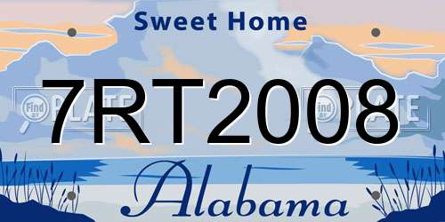 7RT2008 Alabama License Plate
