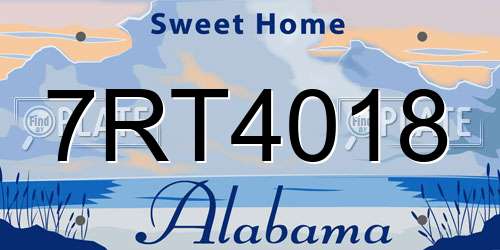 7RT4018 Alabama License Plate