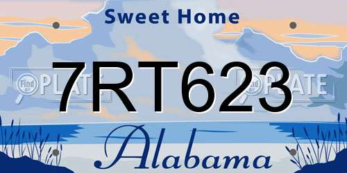 7RT623 Alabama License Plate