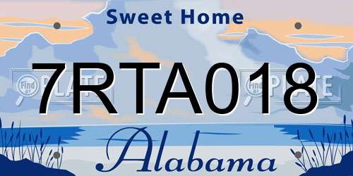 7RTA018 Alabama License Plate