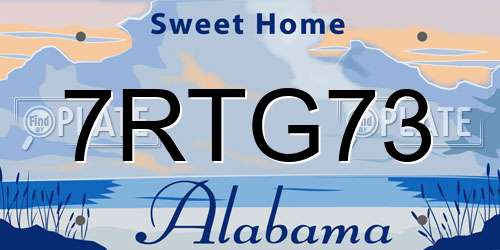 7RTG73 Alabama License Plate