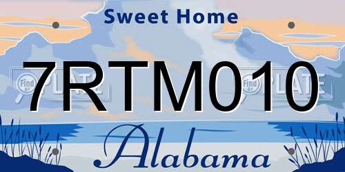 7RTM010 Alabama License Plate