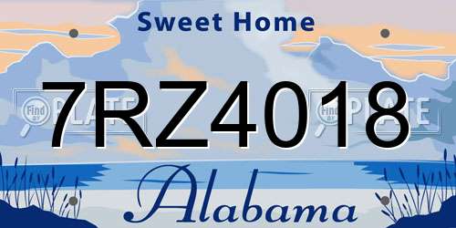 7RZ4018 Alabama License Plate