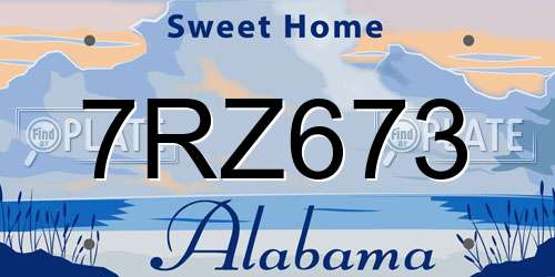 7RZ673 Alabama License Plate