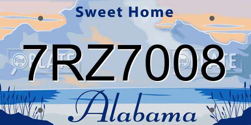 7RZ7008 Alabama License Plate