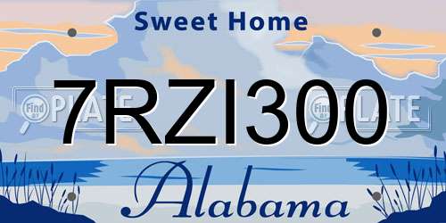7RZI300 Alabama License Plate