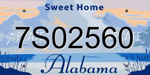 7S02560 Alabama License Plate