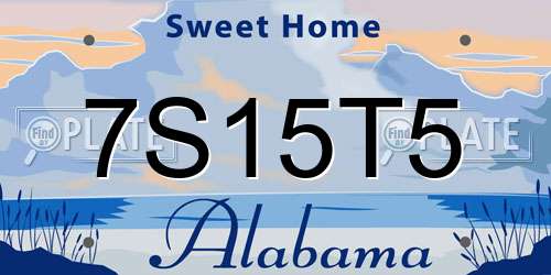 7S15T5 Alabama License Plate