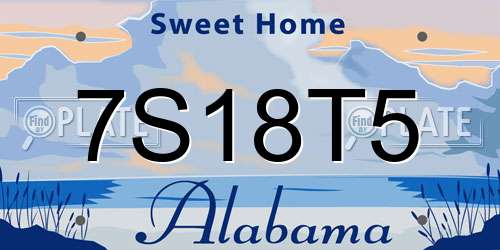 7S18T5 Alabama License Plate