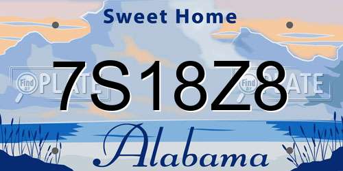 7S18Z8 Alabama License Plate
