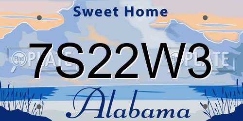 7S22W3 Alabama License Plate
