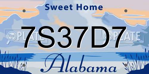 7S37D7 Alabama License Plate