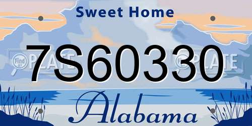 7S60330 Alabama License Plate