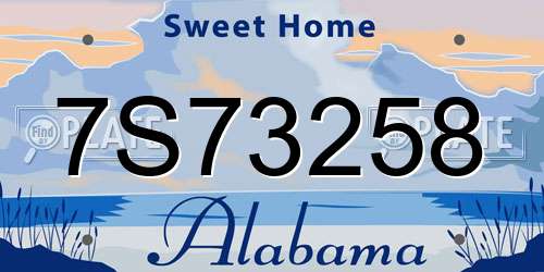 7S73258 Alabama License Plate