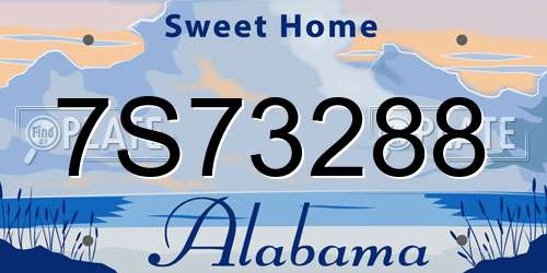 7S73288 Alabama License Plate