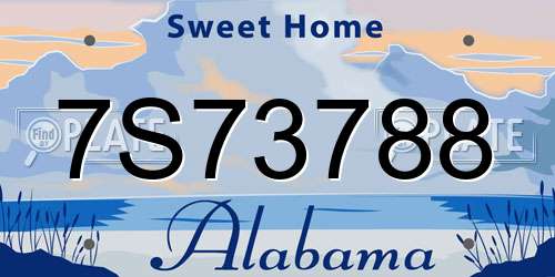 7S73788 Alabama License Plate