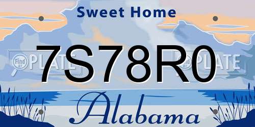 7S78R0 Alabama License Plate