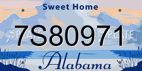 7S80971 Alabama License Plate