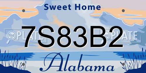 7S83B2 Alabama License Plate