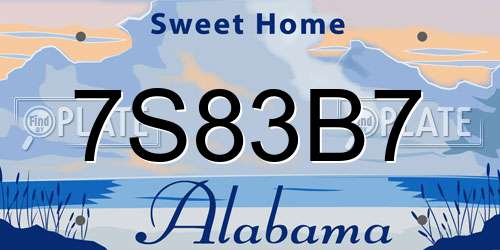 7S83B7 Alabama License Plate