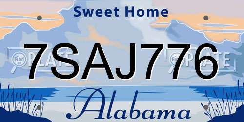 7SAJ776 Alabama License Plate