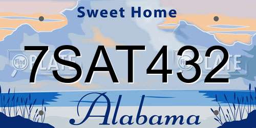 7SAT432 Alabama License Plate