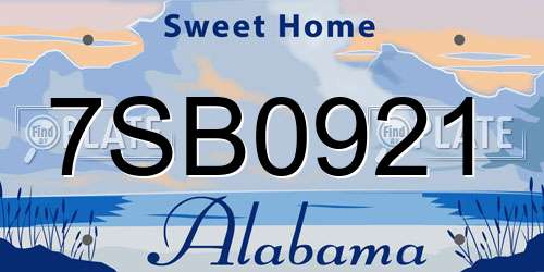 7SB0921 Alabama License Plate