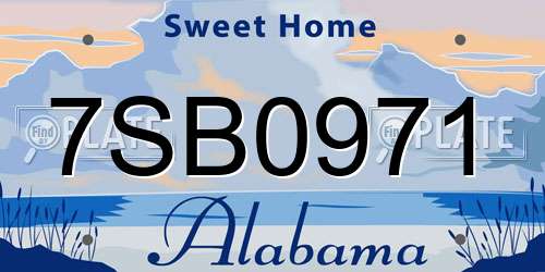 7SB0971 Alabama License Plate