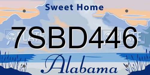 7SBD446 Alabama License Plate