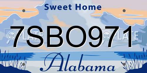 7SBO971 Alabama License Plate