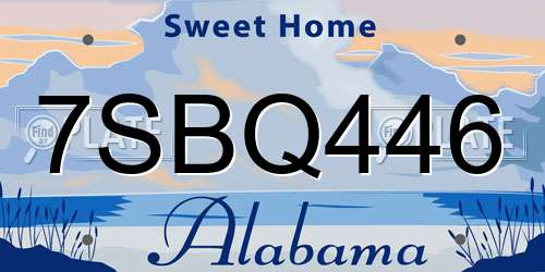 7SBQ446 Alabama License Plate