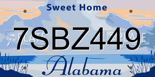 7SBZ449 Alabama License Plate
