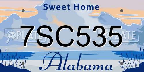 7SC535 Alabama License Plate