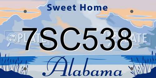 7SC538 Alabama License Plate