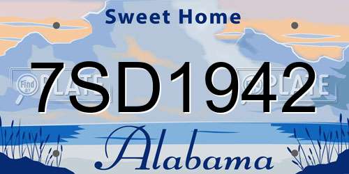 7SD1942 Alabama License Plate