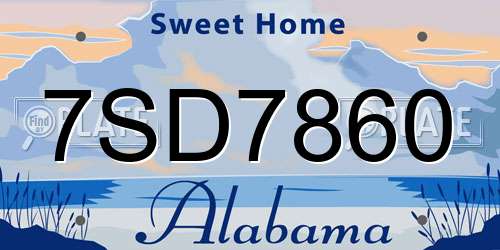 7SD7860 Alabama License Plate