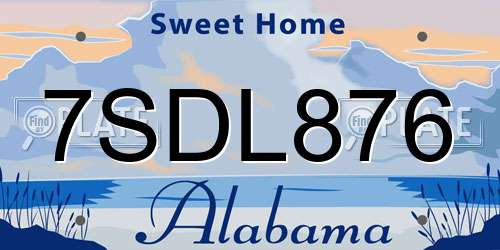 7SDL876 Alabama License Plate