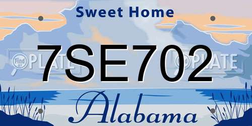 7SE702 Alabama License Plate
