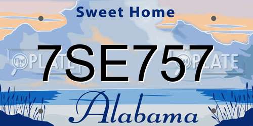 7SE757 Alabama License Plate