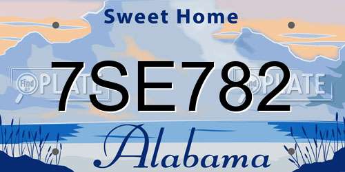 7SE782 Alabama License Plate