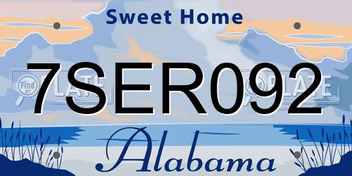 7SER092 Alabama License Plate