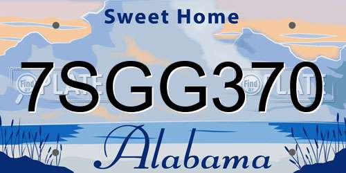 7SGG370 Alabama License Plate