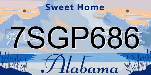 7SGP686 Alabama License Plate