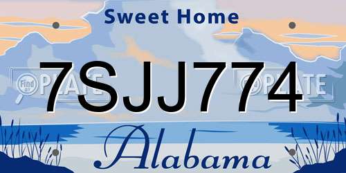 7SJJ774 Alabama License Plate