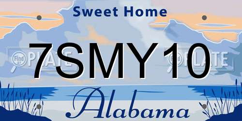 7SMY10 Alabama License Plate