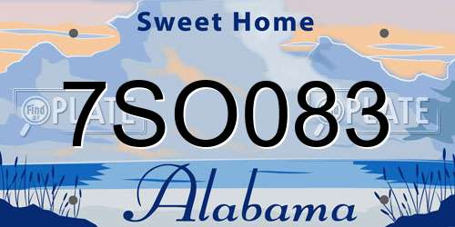 7SO083 Alabama License Plate